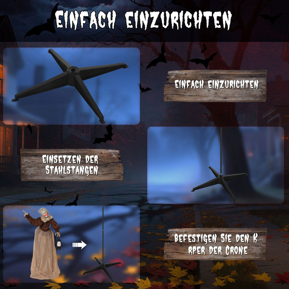 Halloween Witch Decoration, 150 cm, LED Lights, Sound