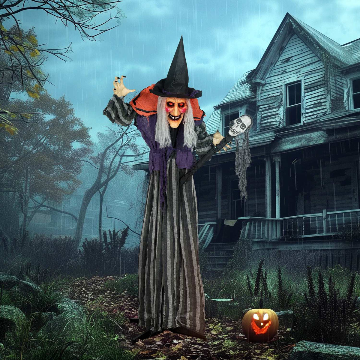 Halloween Witch Decoration, 160 cm, LED Lights, Sound