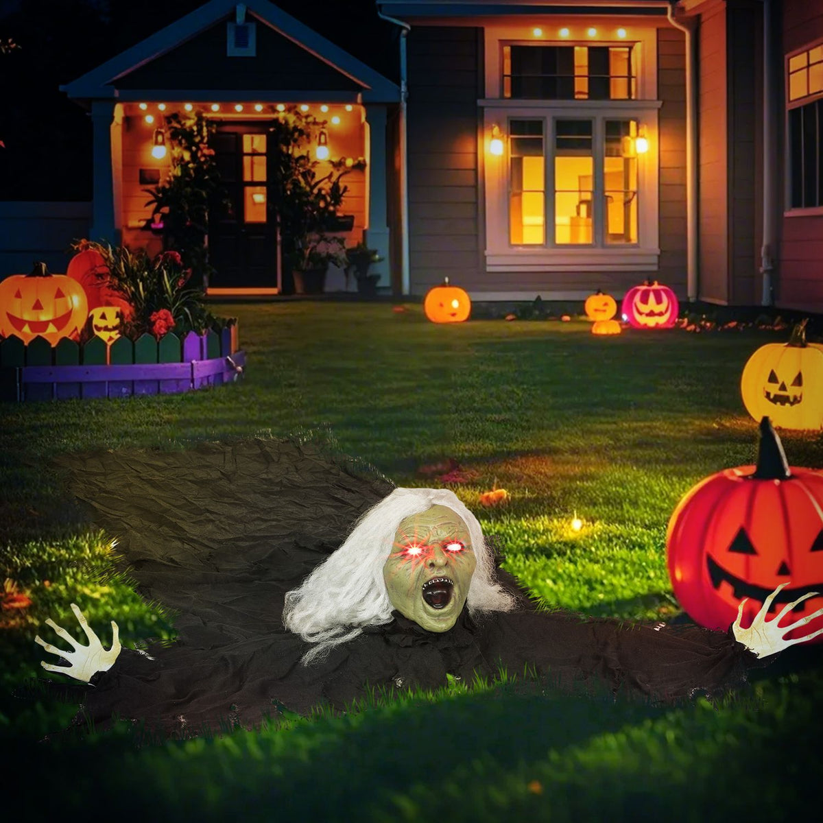 Halloween Zombie Decoration, 183cm with LED Lights & Sound