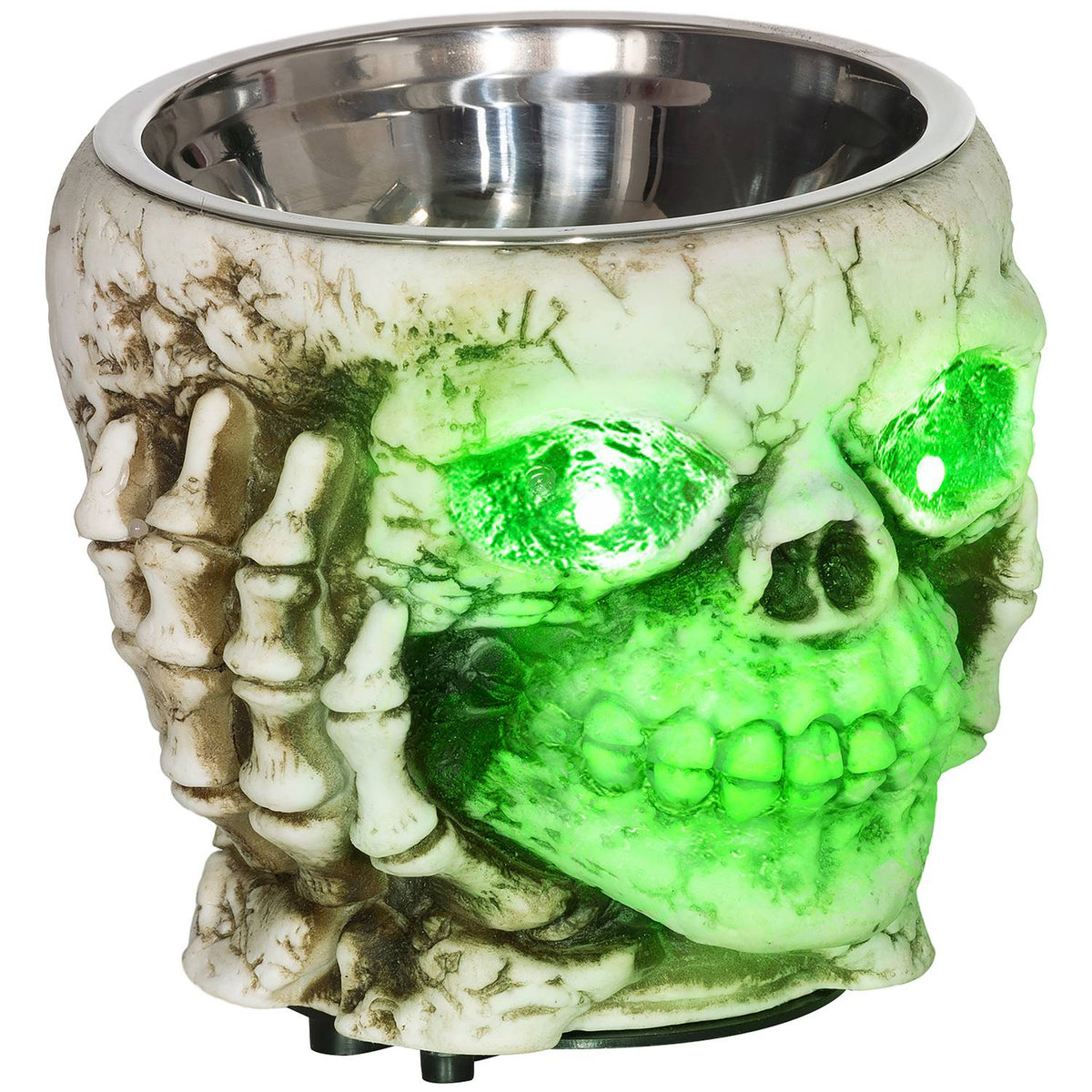 Halloween decoration garden skeleton electric with glowing eyes and spooky sound Ø16cm stainless steel for a spooky holiday atmosphere