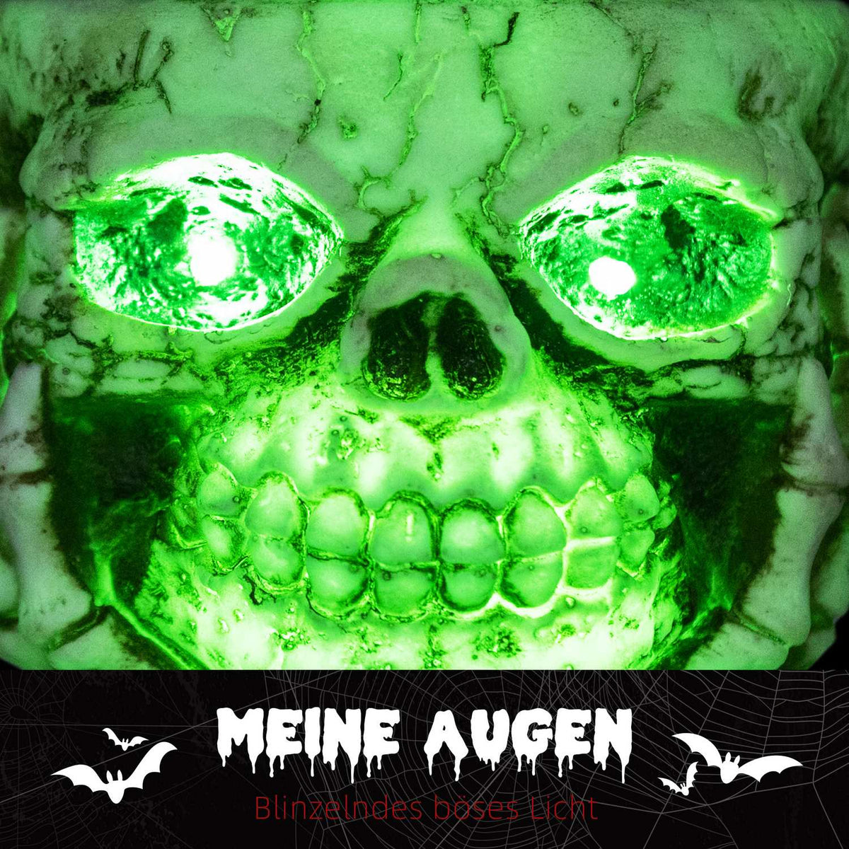 Halloween decoration garden skeleton electric with glowing eyes and spooky sound Ø16cm stainless steel for a spooky holiday atmosphere