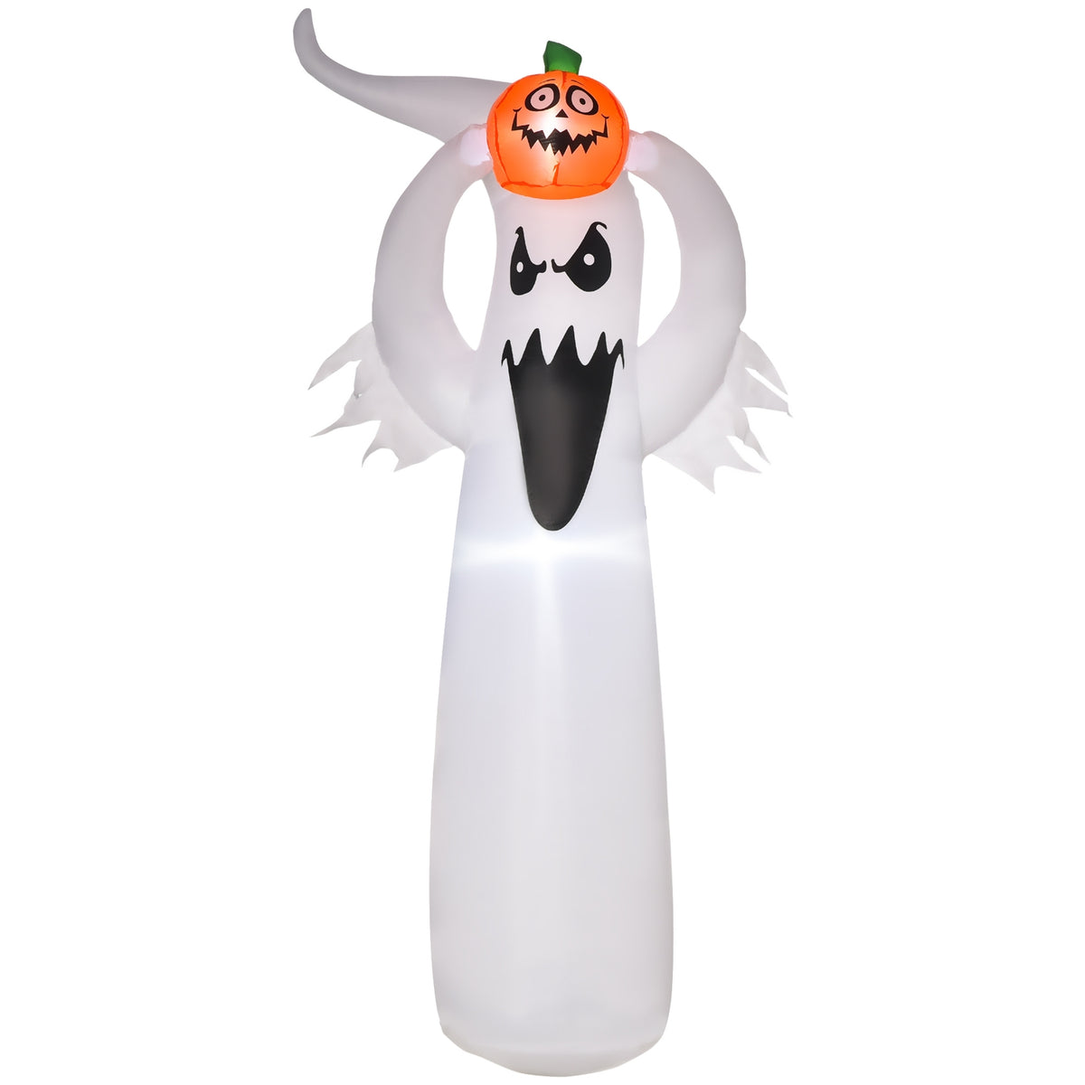 Halloween inflatable ghost 1.8 m decoration with LEDs white + orange polyester 80 x 40 x 180 cm