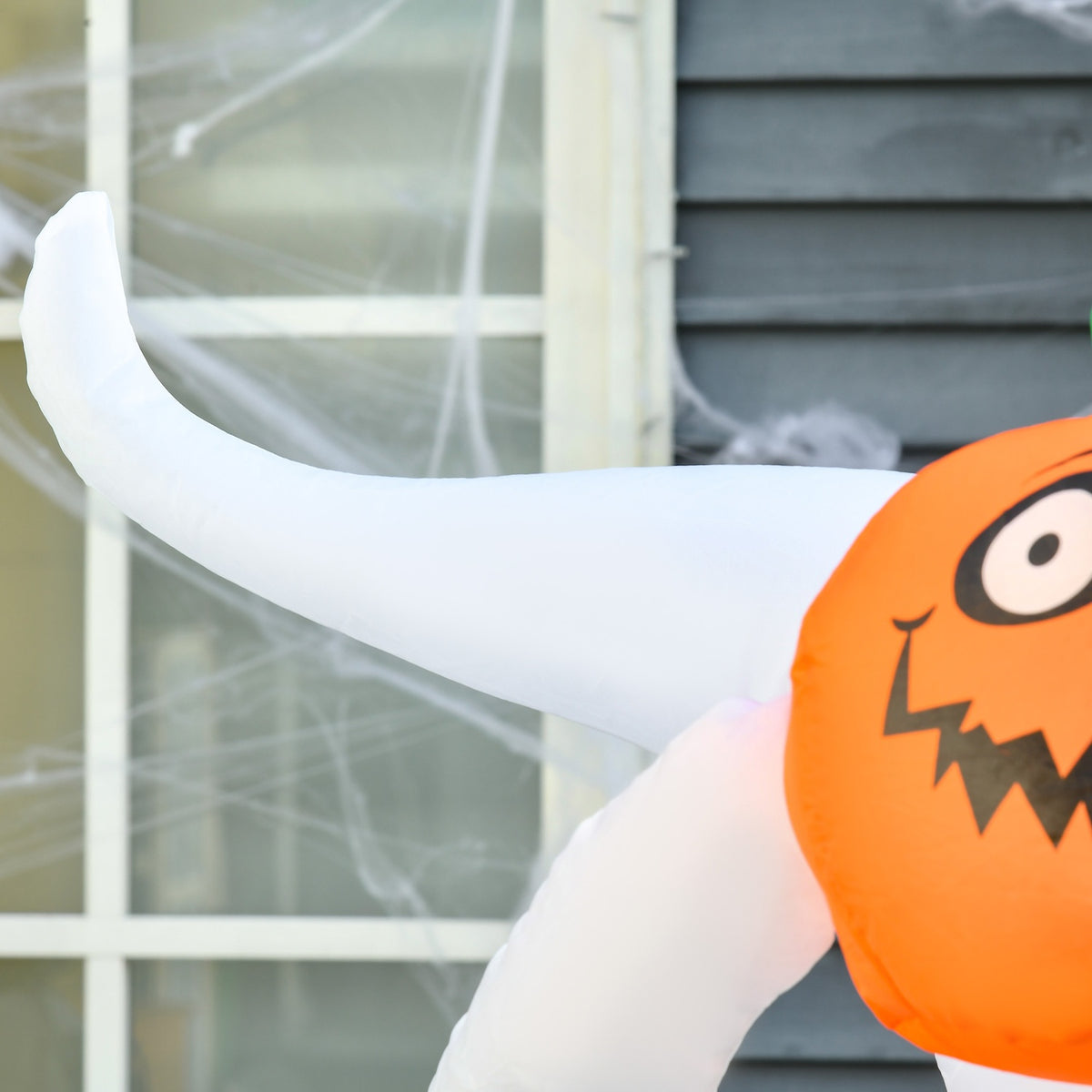 Halloween inflatable ghost 1.8 m decoration with LEDs white + orange polyester 80 x 40 x 180 cm