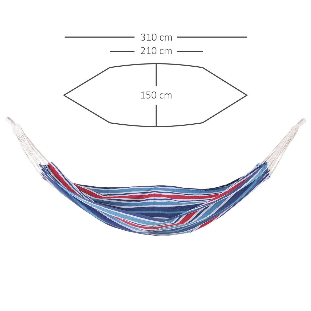 Hammock 310 X 150 Cm Outdoor Rod Hammock With Carry Bag Load Capacity Up To 180 Kg Portable Breathable Cotton Blue + Red