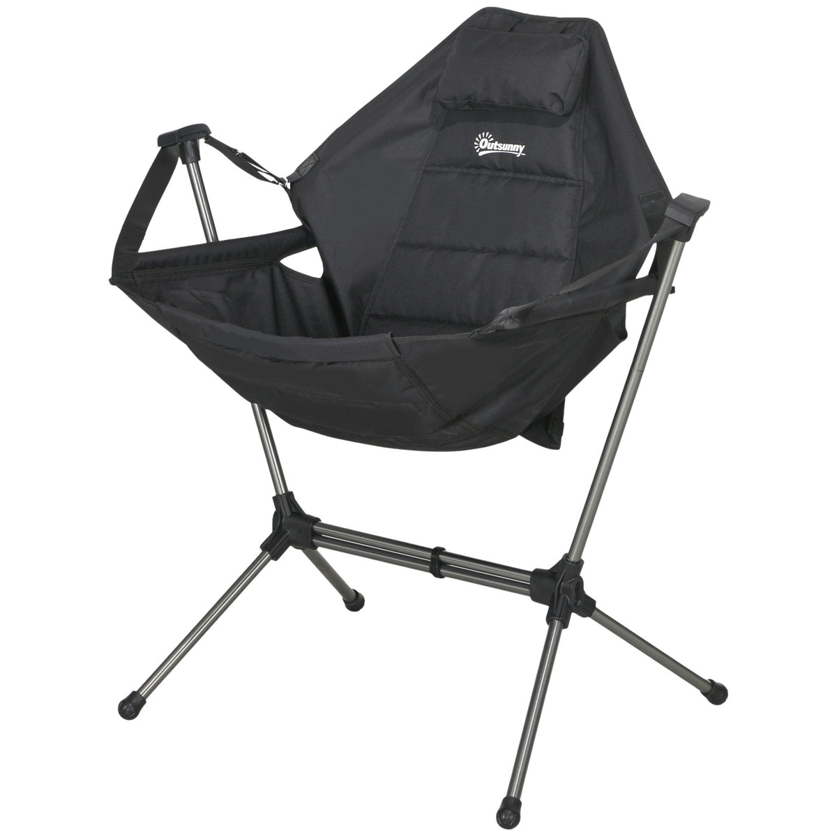 Hammock Camping Chair Foldable Garden Chair Up To 120Kg, Oxford, Black