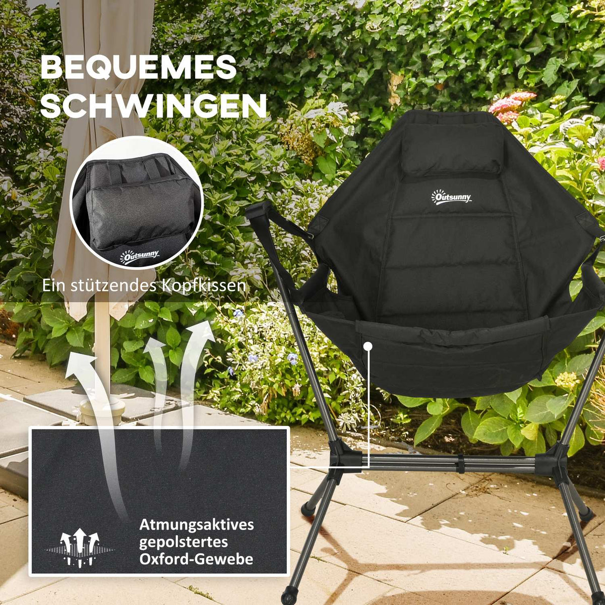 Hammock Camping Chair Foldable Garden Chair Up To 120Kg, Oxford, Black