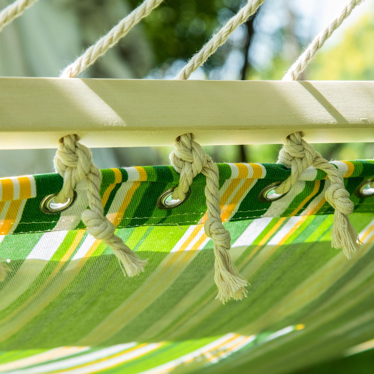 Hammock For 2 People With Pillow, Outdoor, Travel, Camping, 240G/㎡ Cotton, Up To 150 Kg, Green Striped, 188X140 Cm