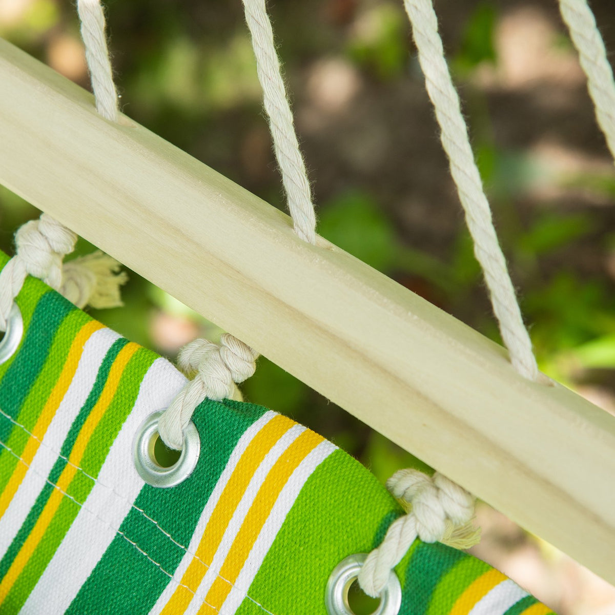Hammock For 2 People With Pillow, Outdoor, Travel, Camping, 240G/㎡ Cotton, Up To 150 Kg, Green Striped, 188X140 Cm