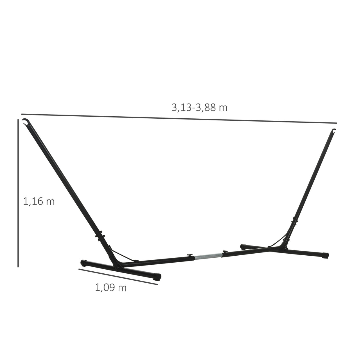 Hammock Frame Adjustable Hammock Stand For Garden & Beach, Metal, Up To 120Kg, (308-380)X108X120Cm