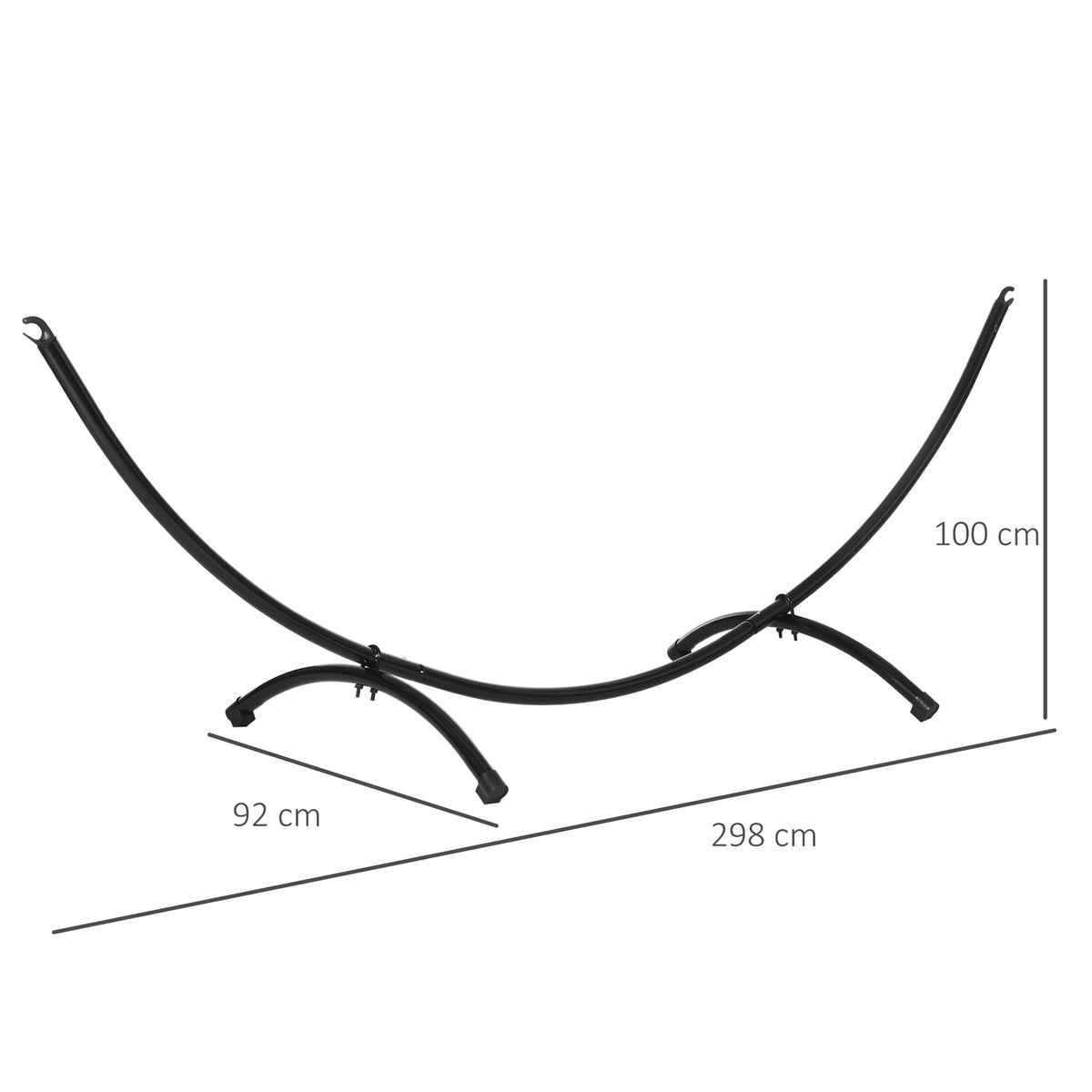 Hammock Frame For Hammock 3M Hammock Stand With Pull Rope Garden Beach Steel Frame Black 300 X 90 X 100 Cm