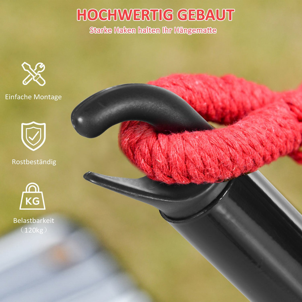 Hammock Frame For Hammock 3M Hammock Stand With Pull Rope Garden Beach Steel Frame Black 300 X 90 X 100 Cm