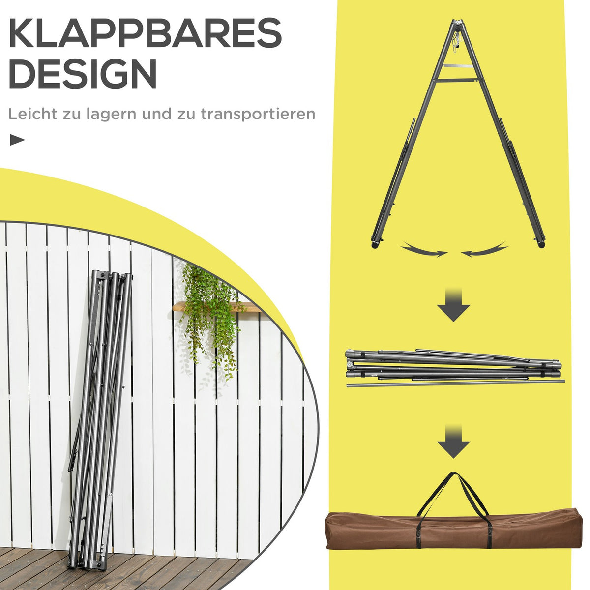 Hammock Frame For Hammock, Foldable 2-In-1 Hammock Stand, Clothes Rack For Patio, Load Capacity Up To 120 Kg, 290 X 92 X 88Cm