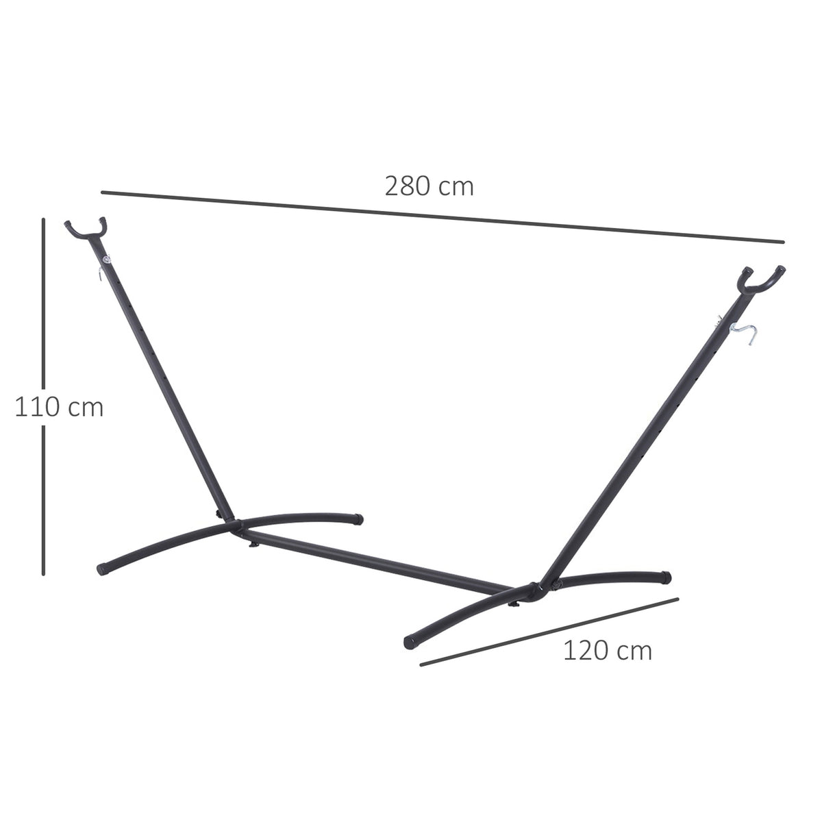 Hammock Frame For Hammock Hammock Stand With Hooks Garden Beach Metal 280 X 120 X 110 Cm Up To 120 Kg