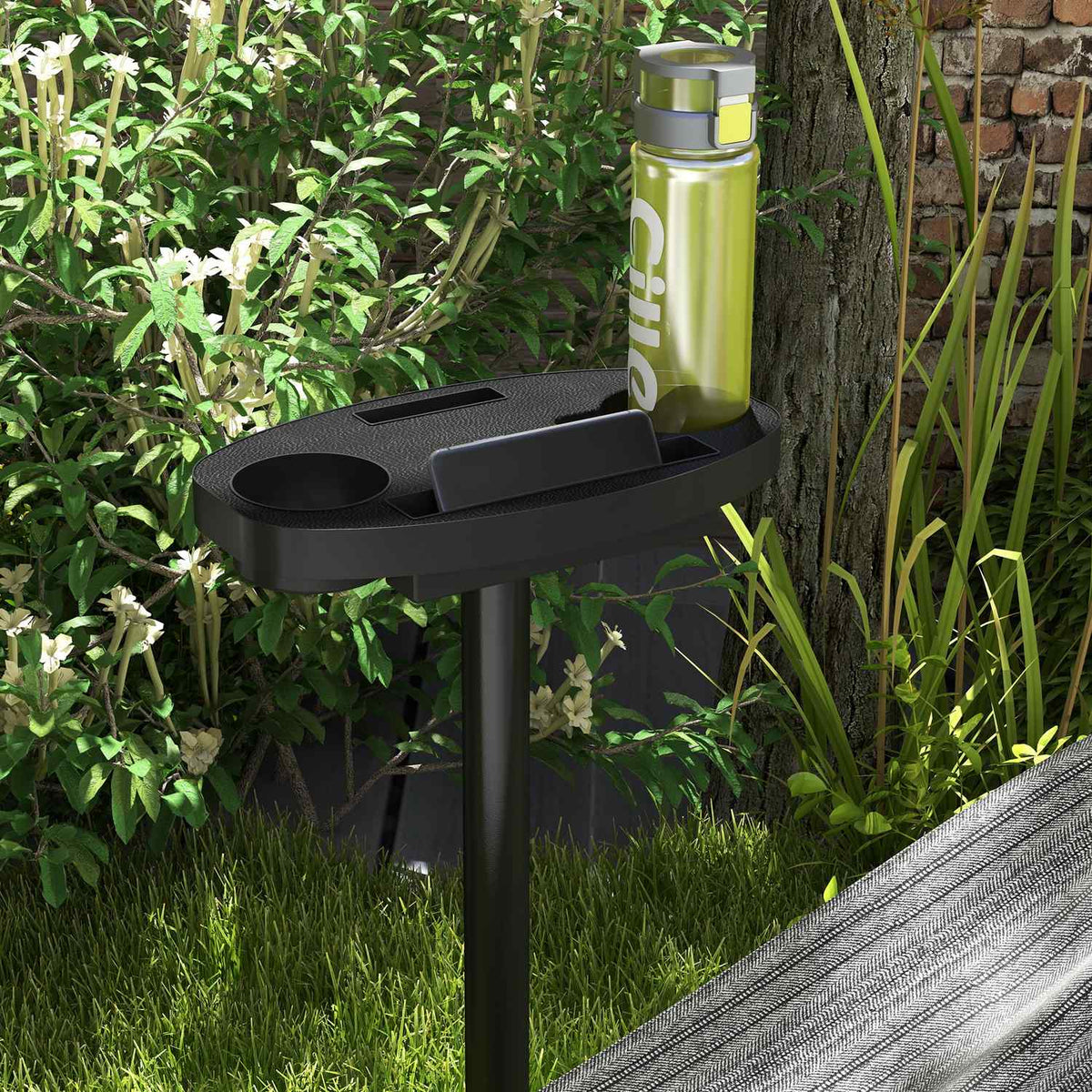 Hammock Stand, Hammock Stand With Side Shelf, Stand For Hammock, Load Capacity Up To 150 Kg, Steel, Black