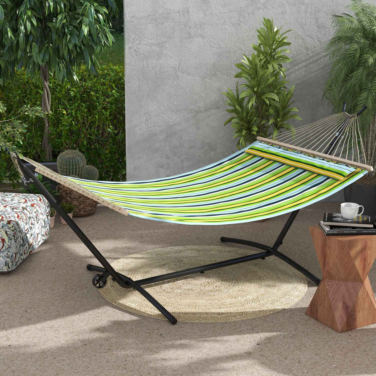 Hammock Stand, Hammock Stand With Wheels, Hammock Stand, With Adjustable Hook, Carry Bag, Maximum Load 220Kg, Steel