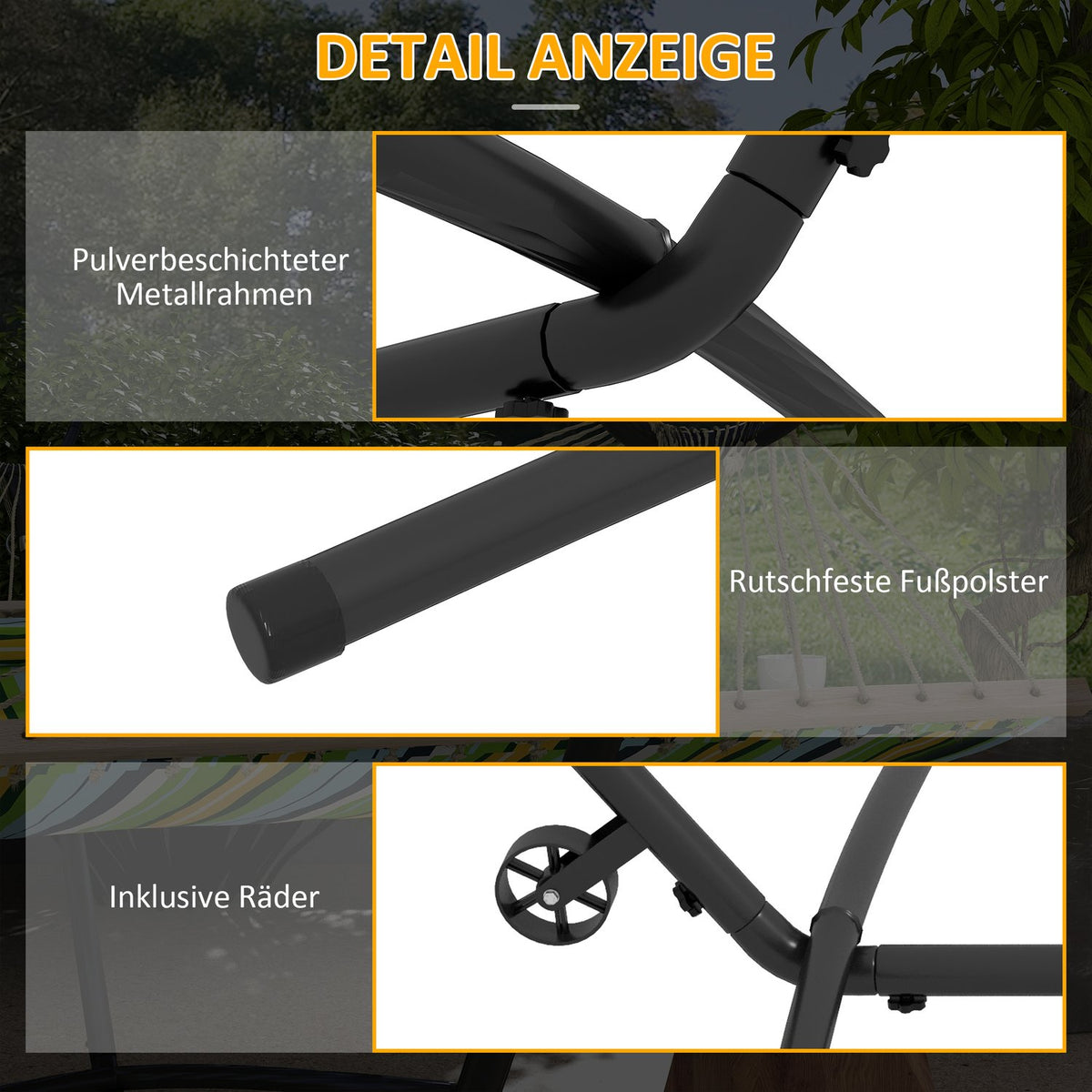 Hammock Stand, Hammock Stand With Wheels, Hammock Stand, With Adjustable Hook, Carry Bag, Maximum Load 220Kg, Steel