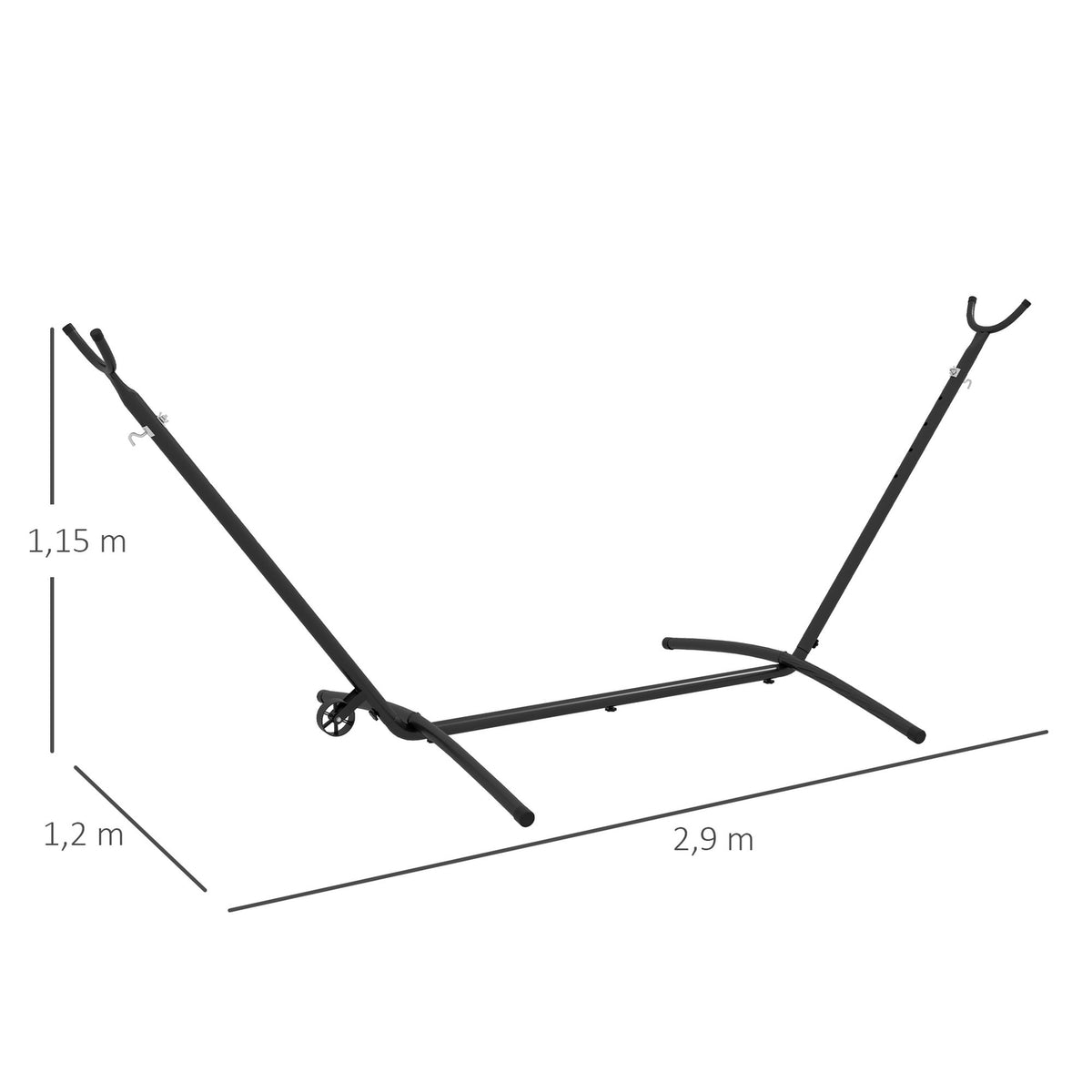 Hammock Stand, Hammock Stand With Wheels, Hammock Stand, With Adjustable Hook, Carry Bag, Maximum Load 220Kg, Steel