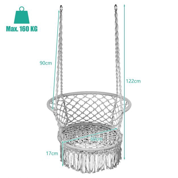 Hammock Swing Chair, Foldable, 160kg, Gray