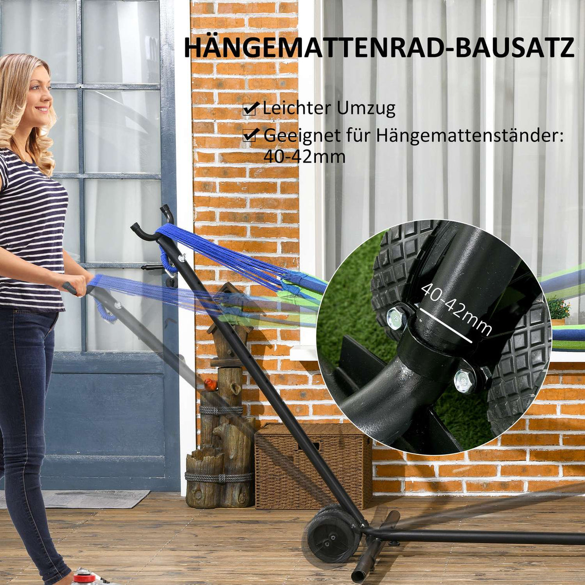 Hammock Wheel Kit Weather Resistant Portable Universal Hammock Stand Wheel 20 X 18 X 18Cm Black