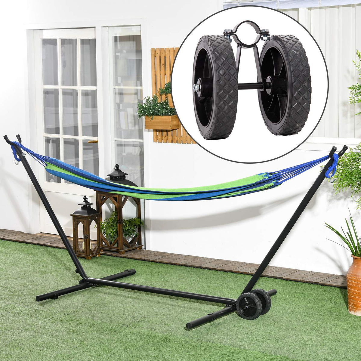 Hammock Wheel Kit Weather Resistant Portable Universal Hammock Stand Wheel 20 X 18 X 18Cm Black
