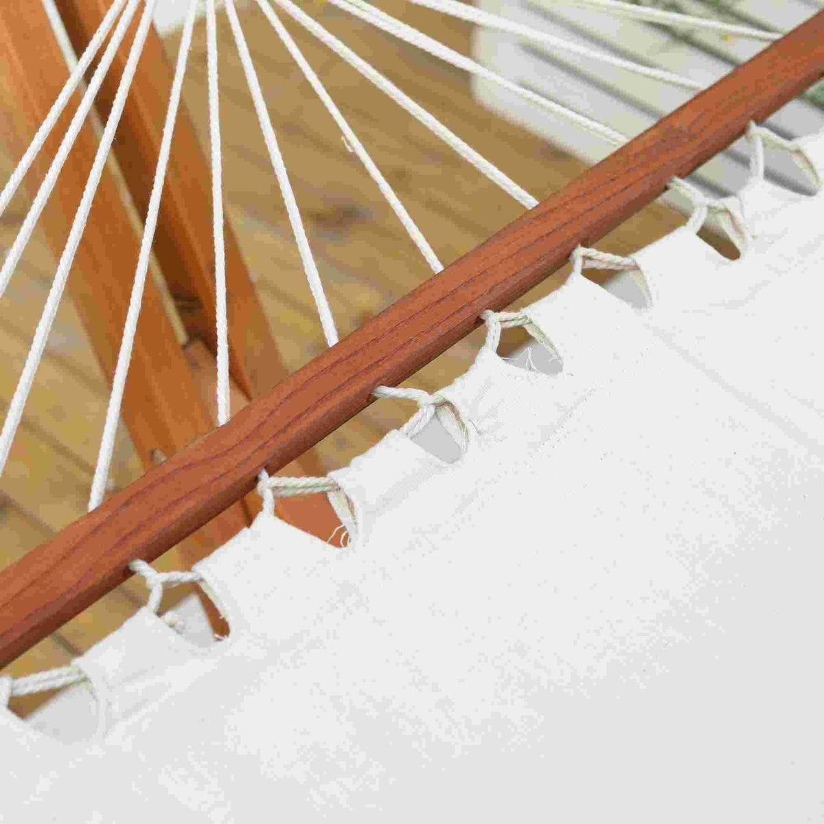 Hammock With Frame Adjustable Hammock Made Of Pine Wood Rod Hammock Foldable Outdoor Indoor Cream White + Natural 388 X 120 X 89 Cm