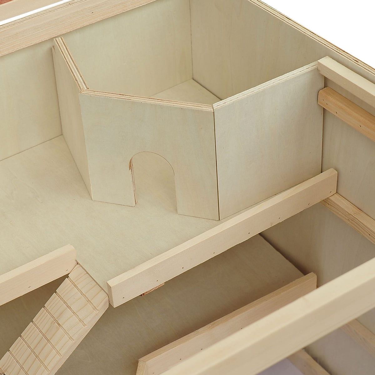 Hamster Cage Made Of Natural Wood Three-Tier Rodent Cage With Stairs, Pvc, 115X57X55Cm