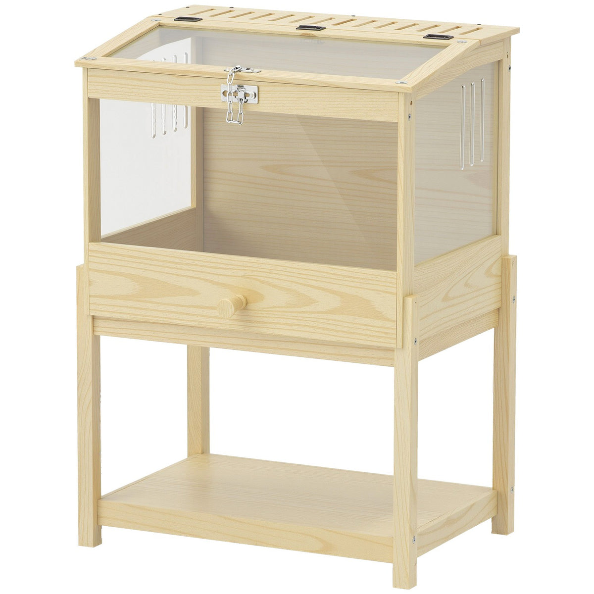 Hamster cage 2 levels rodent cage small animal cage with hinged lid, large 83.2 x 50 x 103 cm natural wood
