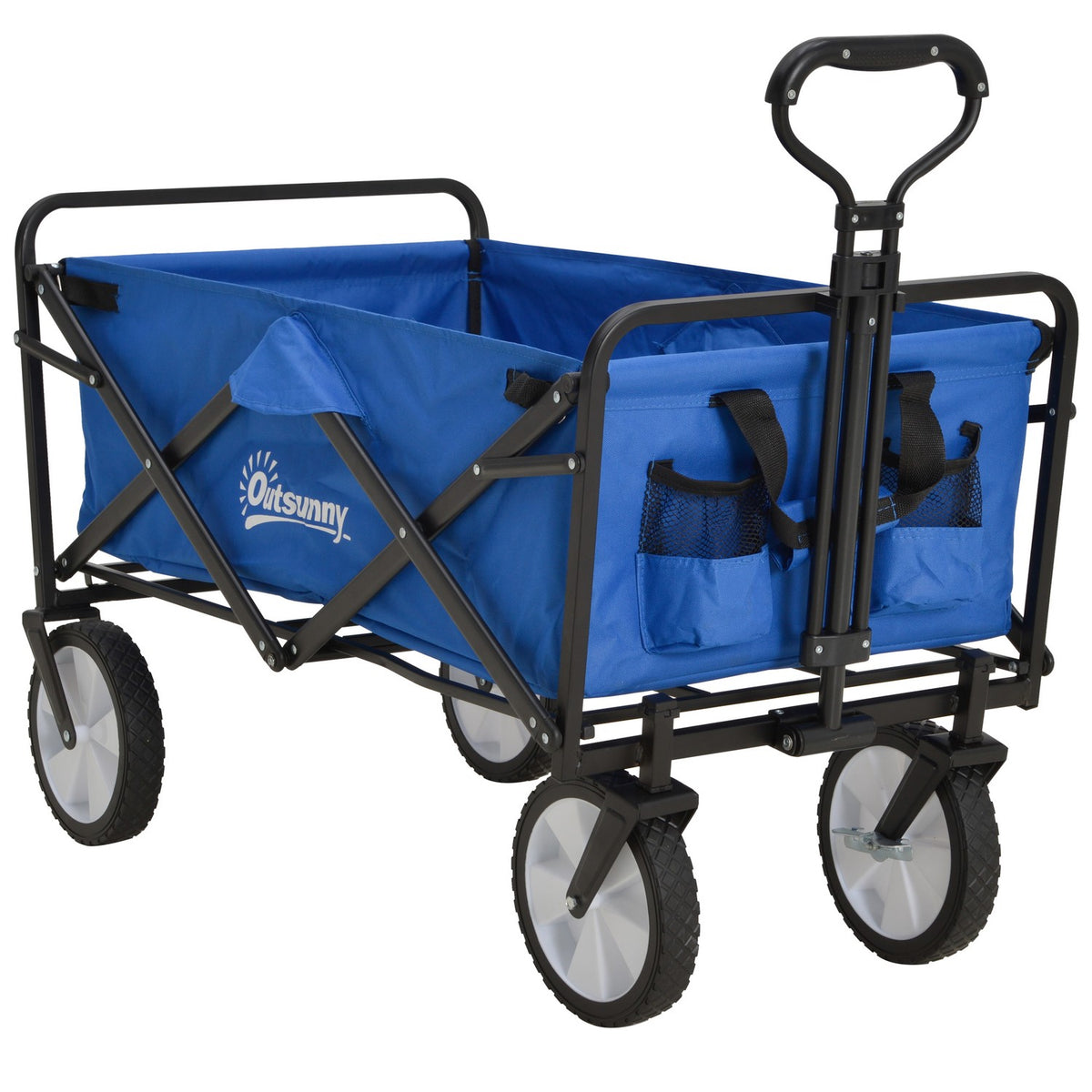 Handcart, Foldable Handcart, 360° Garden Cart, Transport Cart, Beach Cart, Steel Frame, Oxford, 93 X 49 X 75-100 Cm