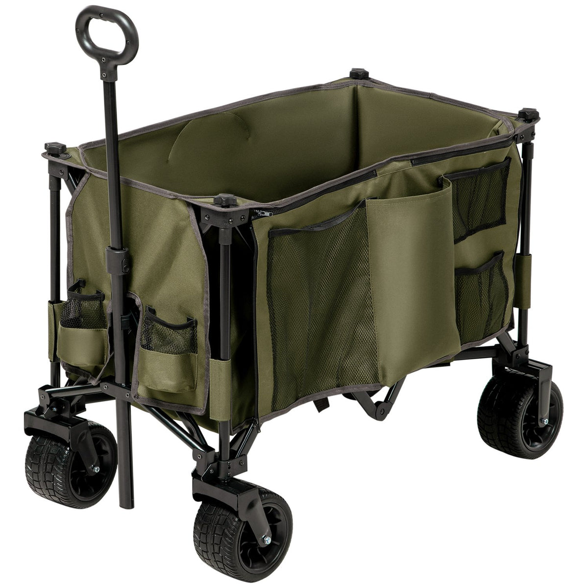 Handcart Foldable Handcart With Adjustable Handle, Bags, Wide Wheels, Up To 120Kg, Green