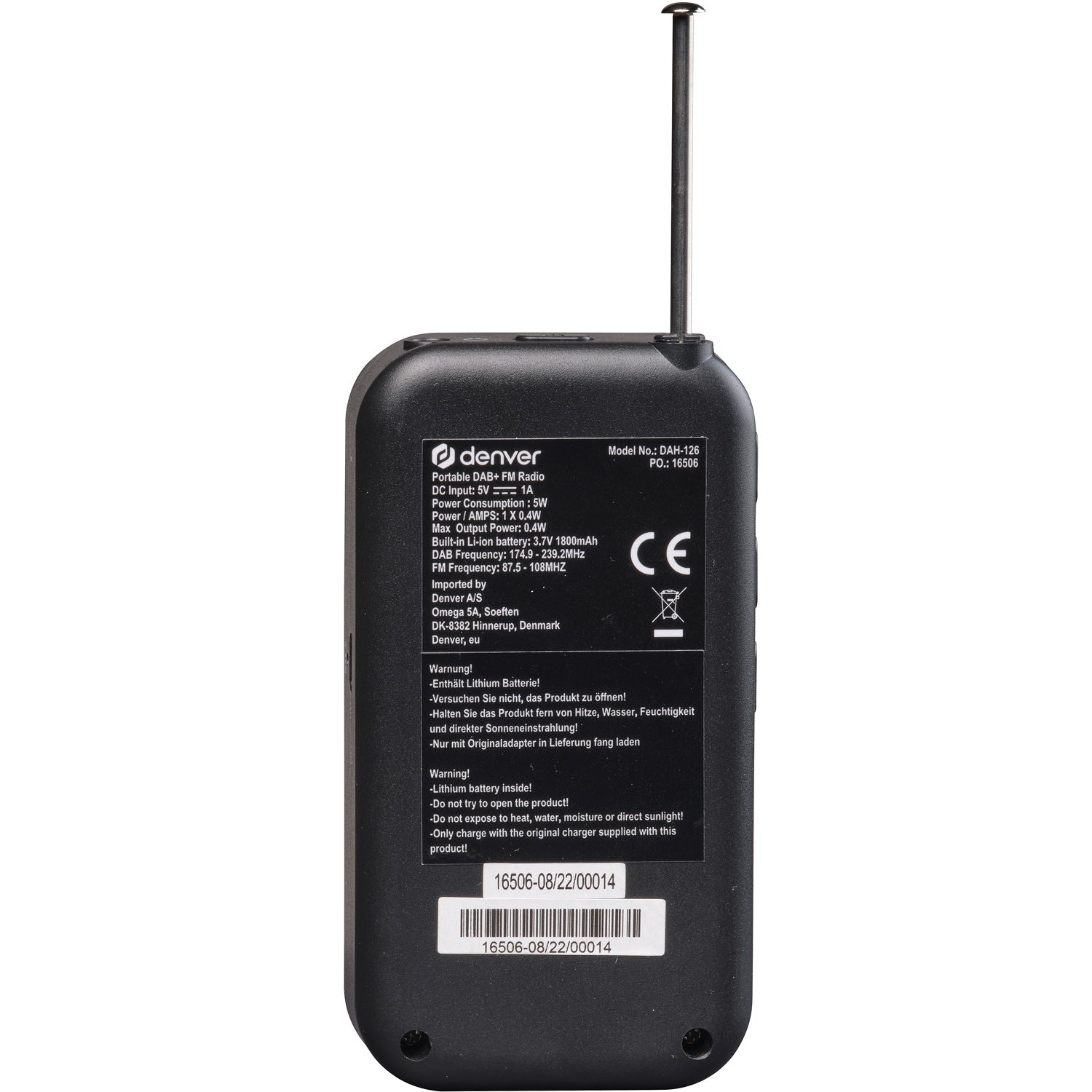 Handheld DAB+/FM radio with built-in speaker
