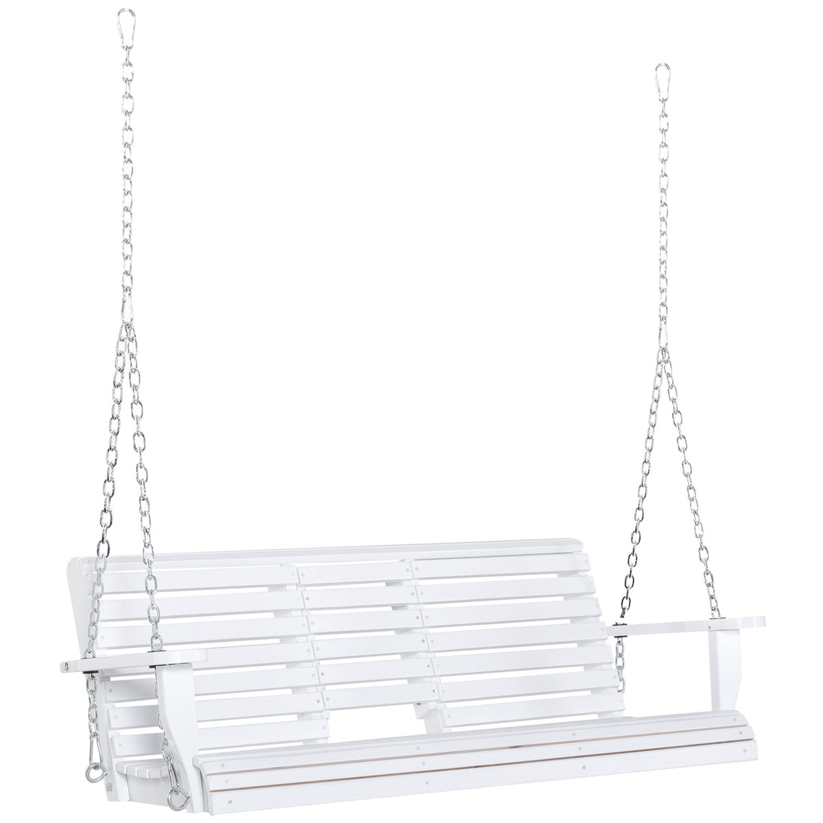 Hanging Bench Garden Swing Swing Bench With Foldable Coffee Table For 2-3 People Fir Wood Patio Comfortable 150 X 75 X 53 Cm White