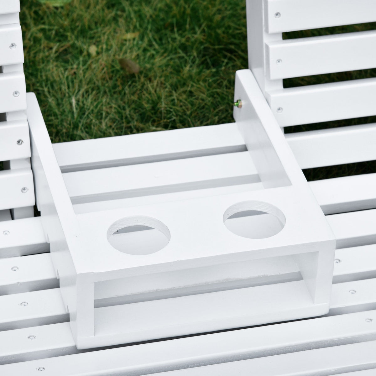 Hanging Bench Garden Swing Swing Bench With Foldable Coffee Table For 2-3 People Fir Wood Patio Comfortable 150 X 75 X 53 Cm White
