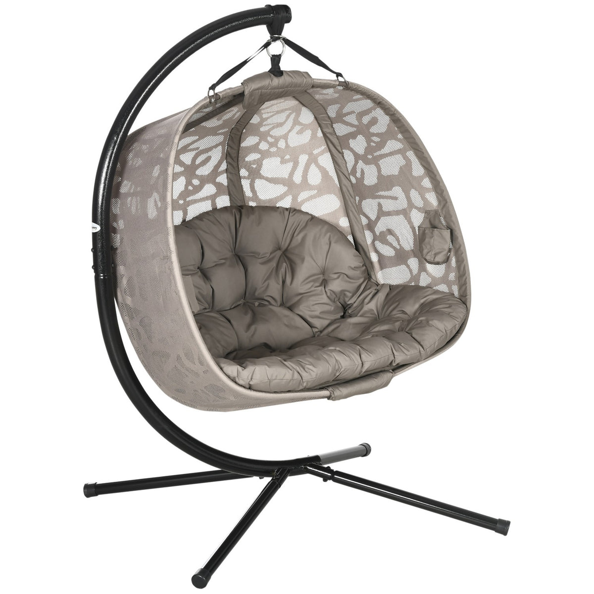 Hanging Chair, 2-Seater Hanging Chair With Cushion, Hanging Swing With Folding Seat Basket, Load Capacity Up To 240 Kg, Polyester + Steel, Sand