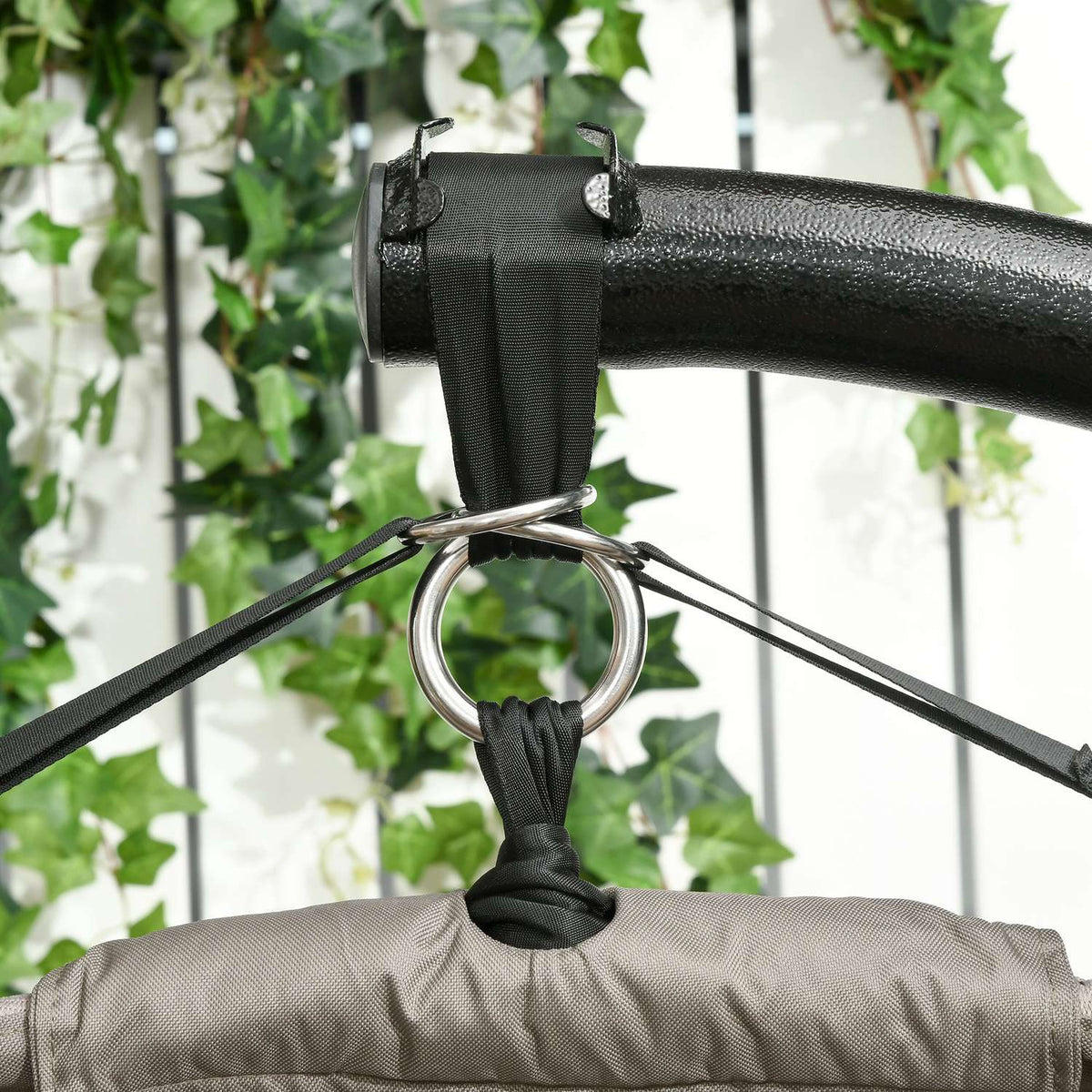 Hanging Chair, 2-Seater Hanging Chair With Cushion, Hanging Swing With Folding Seat Basket, Load Capacity Up To 240 Kg, Polyester + Steel, Sand
