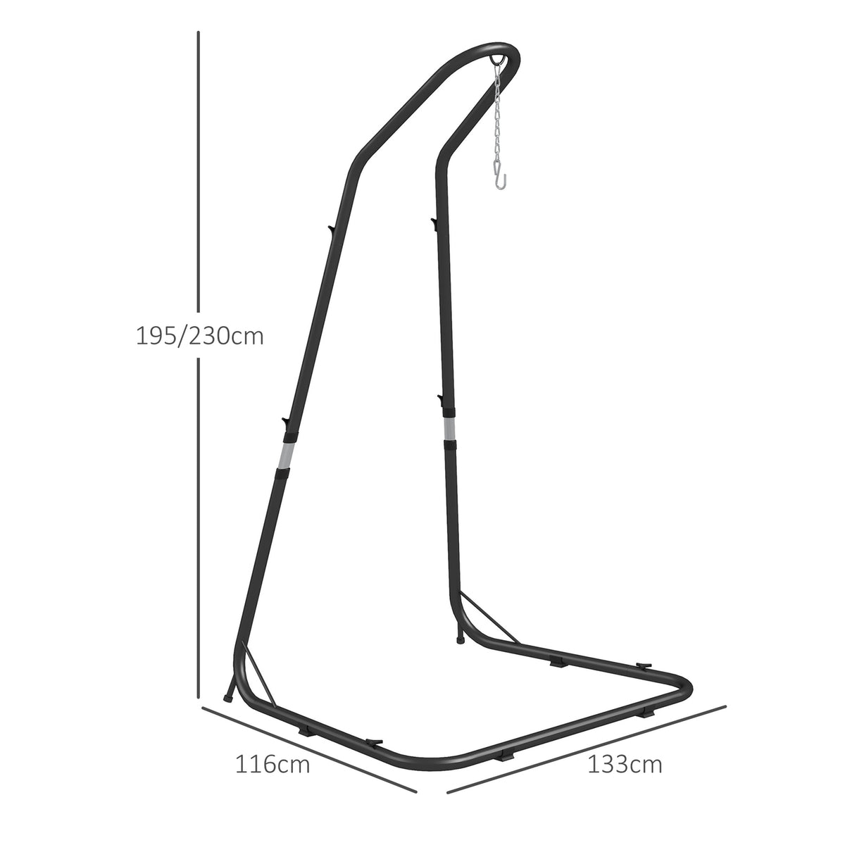 Hanging Chair Frame, Hanging Chair Frame, Height-Adjustable Stand For Hanging Chairs Up To 150 Kg, Load-Bearing For Garden, Balcony, Metal, Black