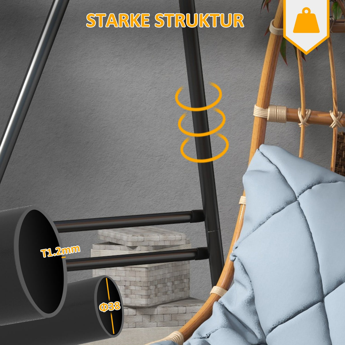 Hanging Chair Frame Hanging Chair Frame Made Of Steel Stand For Hanging Chair Max. 150 Kg Load Capacity For Indoor Outdoor Black 178 X 143 X 180 Cm