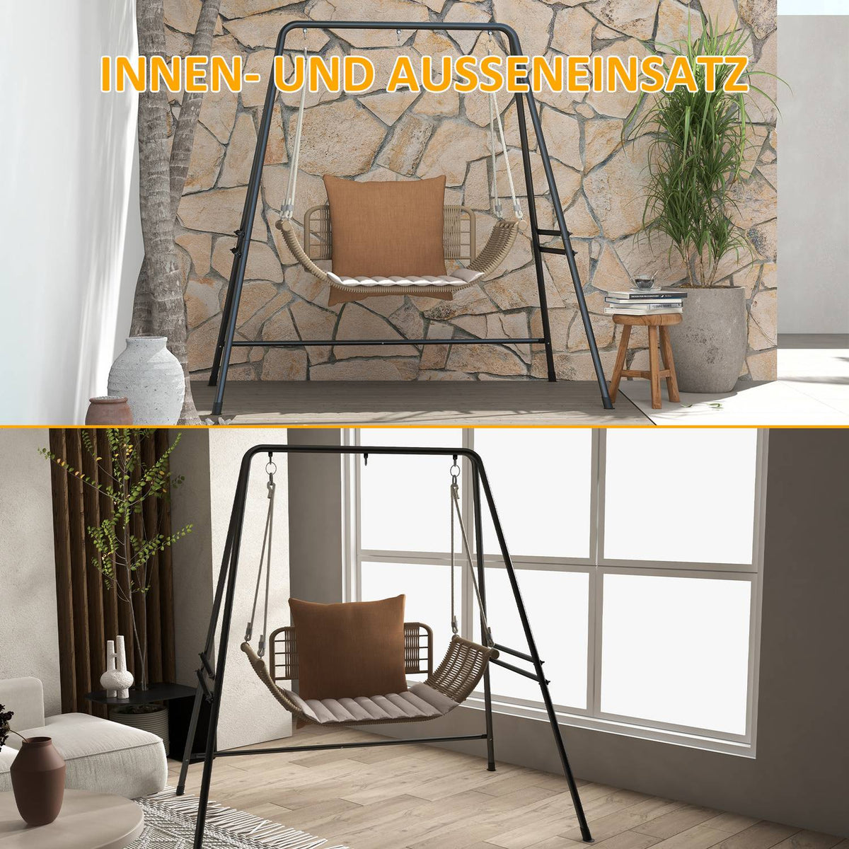 Hanging Chair Frame Hanging Chair Frame Made Of Steel Stand For Hanging Chair Max. 150 Kg Load Capacity For Indoor Outdoor Black 178 X 143 X 180 Cm