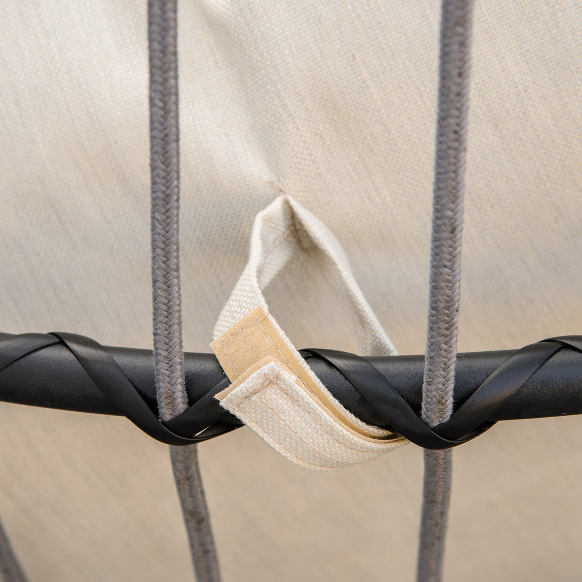 Hanging Chair Hanging Basket With Frame Hanging Swing Hanging Chair With Cushion Basket Foldable Metal Black + Cream White 101 X 101 X 188 Cm