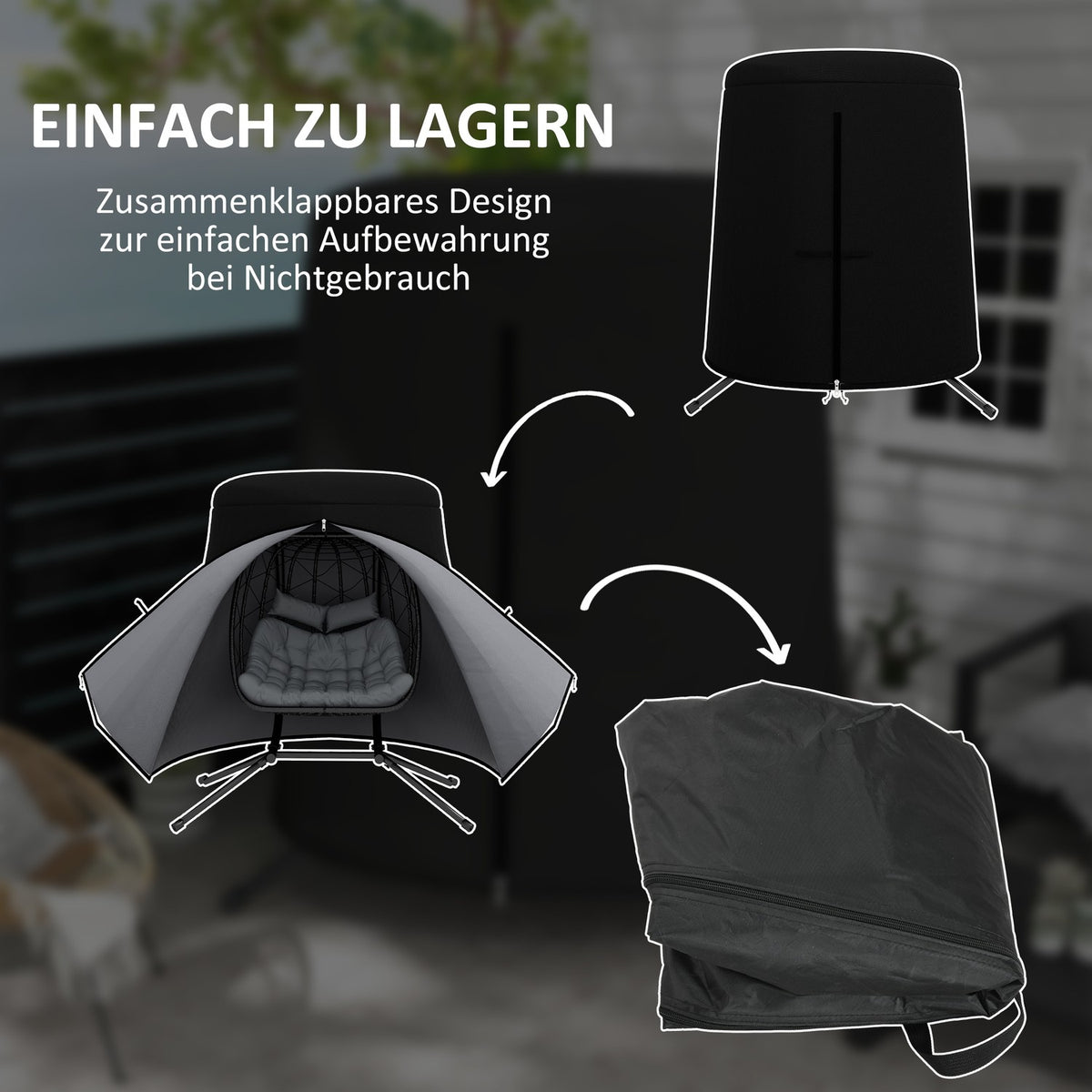 Hanging Chair Protective Cover Outdoor Waterproof Uv Protection 300D Oxford Ø196X230H Cm