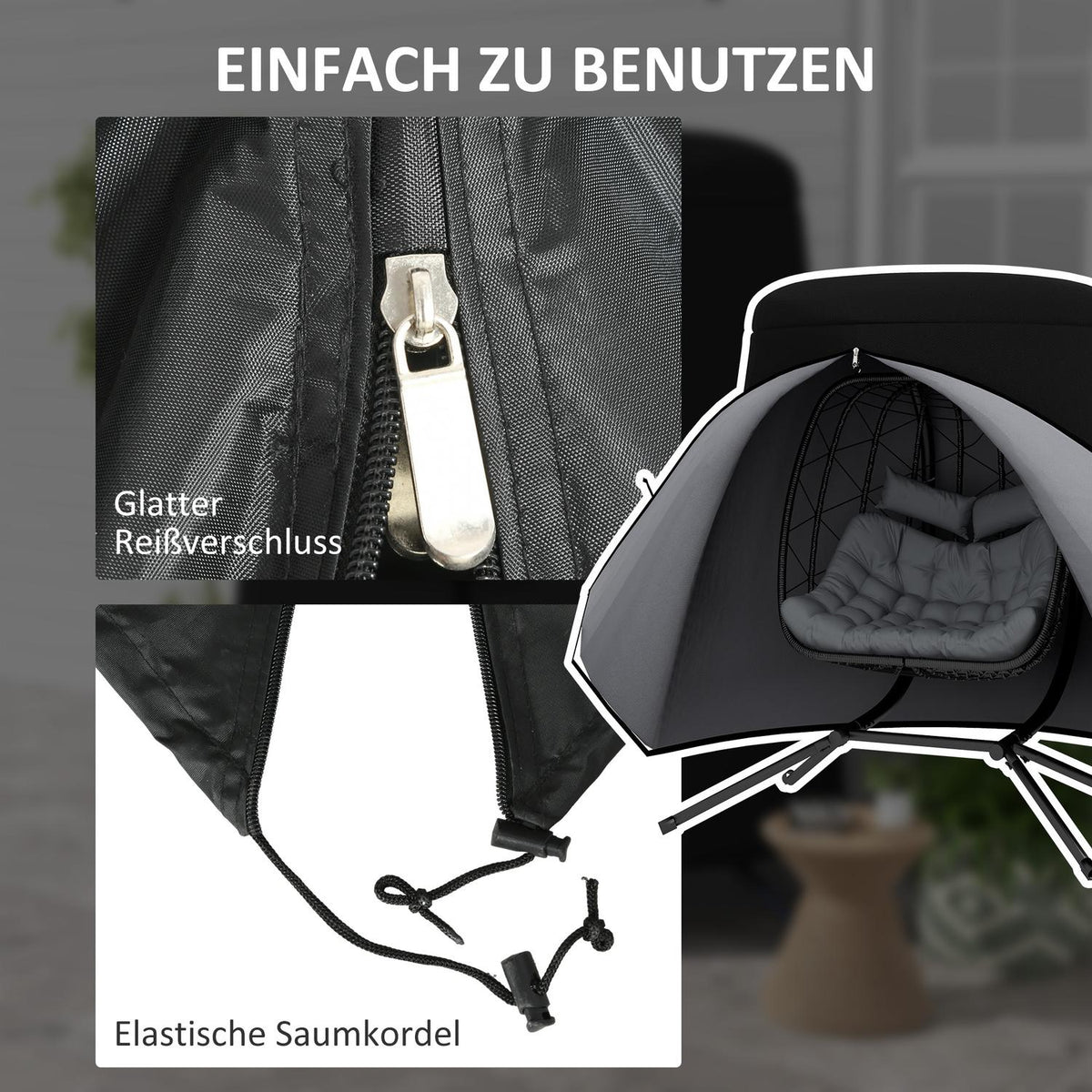 Hanging Chair Protective Cover Outdoor Waterproof Uv Protection 300D Oxford Ø196X230H Cm