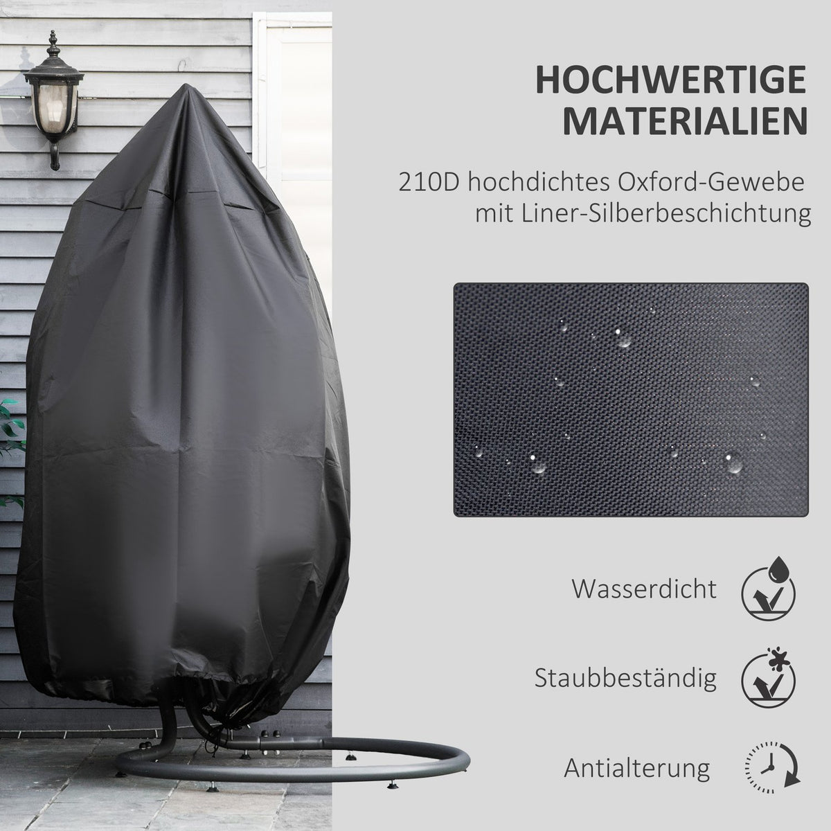 Hanging Chair Protective Cover, Waterproof Cover Made Of 210D Oxford, Suitable For Outdoor Hanging Basket, Ø115 X 190H Cm