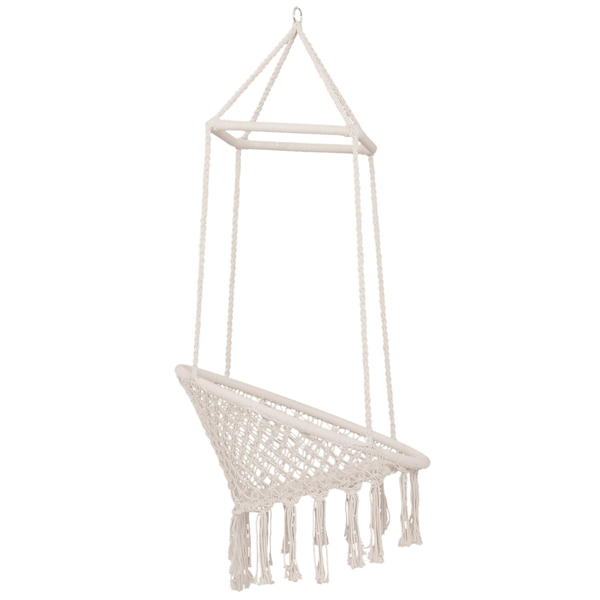 Hanging Chair Vintage Ethnic Hanging Swing Weatherproof Uv-Resistant Cotton Metal Beige Ø80Xh150Cm Up To 100Kg