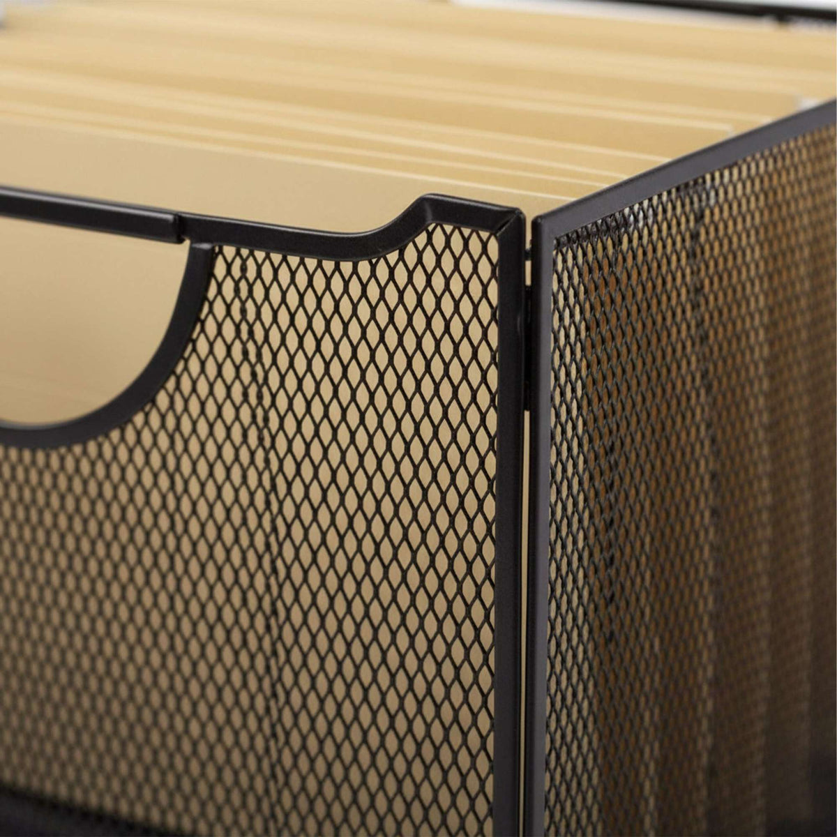 Hanging File Box, Steel Mesh, Stackable With Handles