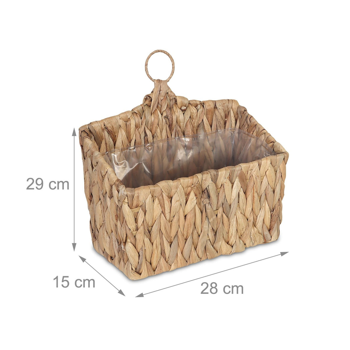 Hanging Plant Basket, Natural Water Hyacinth, Waterproof