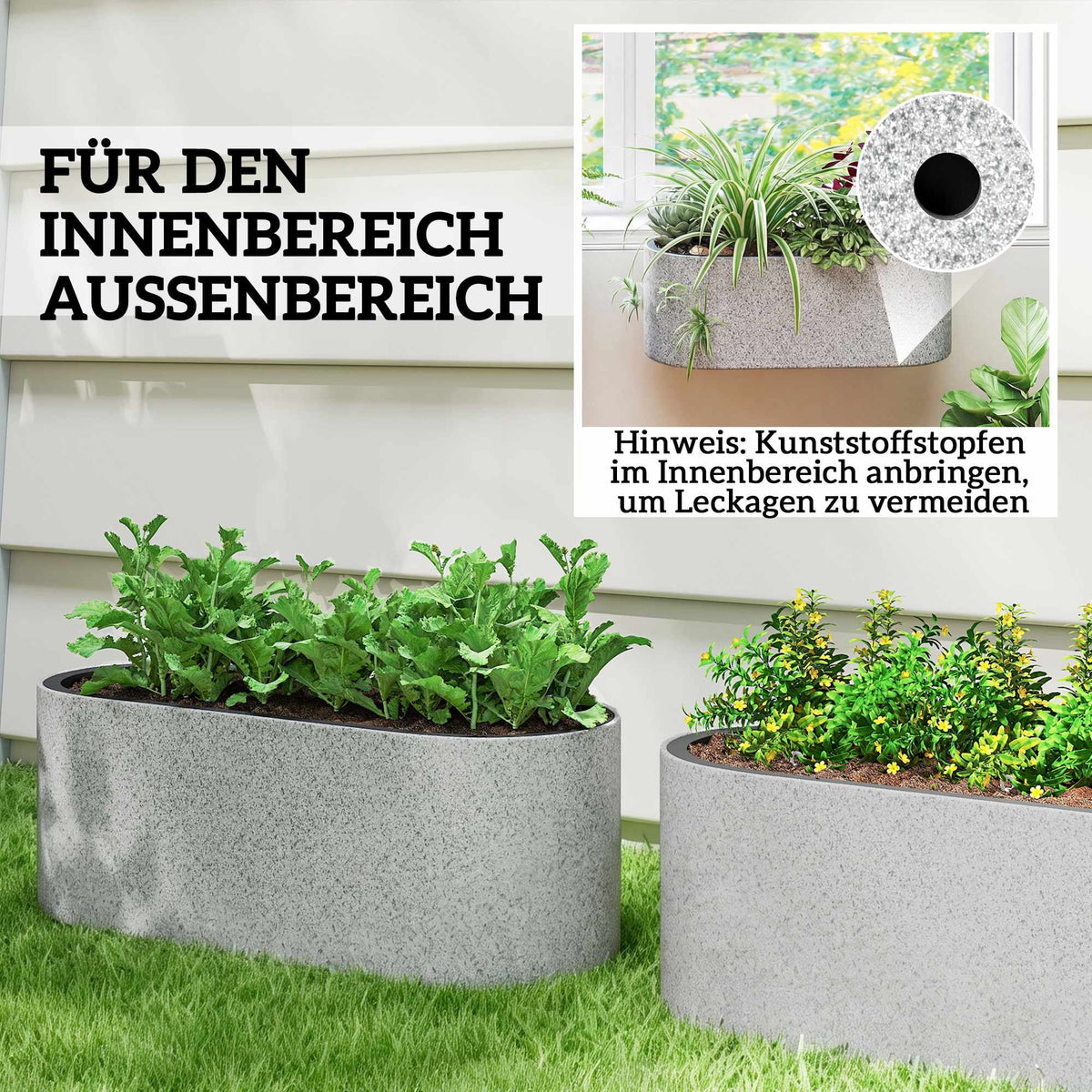 Hanging Self-Watering Planters, Light Grey, Set of 2