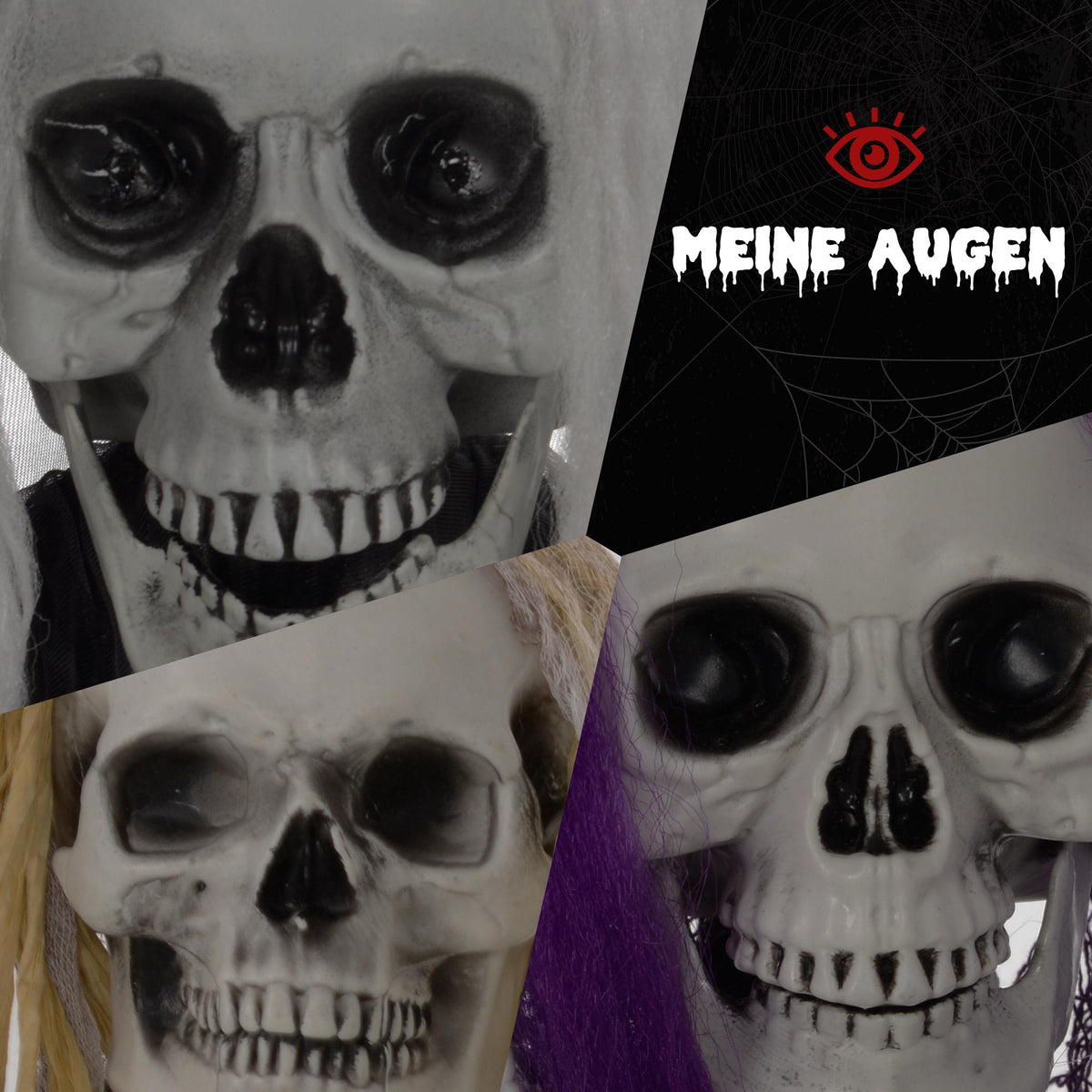 Hanging Skeleton Ghosts Set of 3, Adjustable Arms, 90/110/200cm