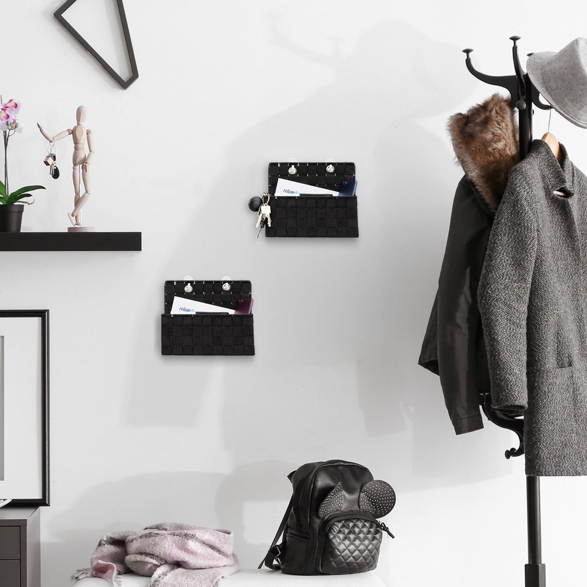Hanging Wall Storage Baskets – Set of 2, Space-Saving