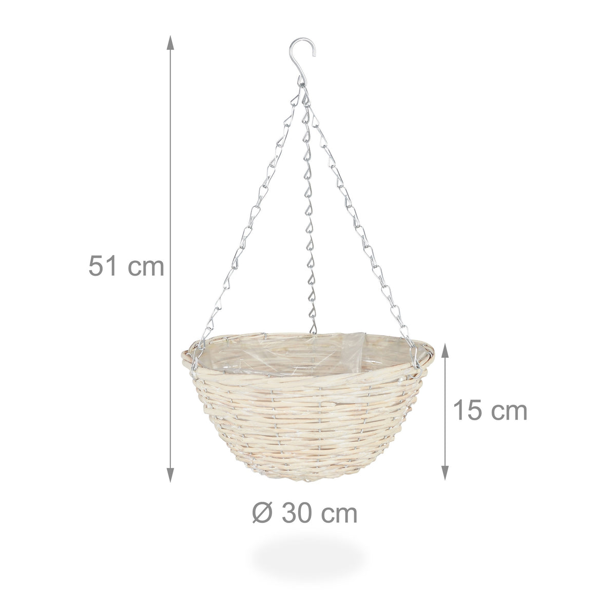 Hanging basket in rattan, set of 3