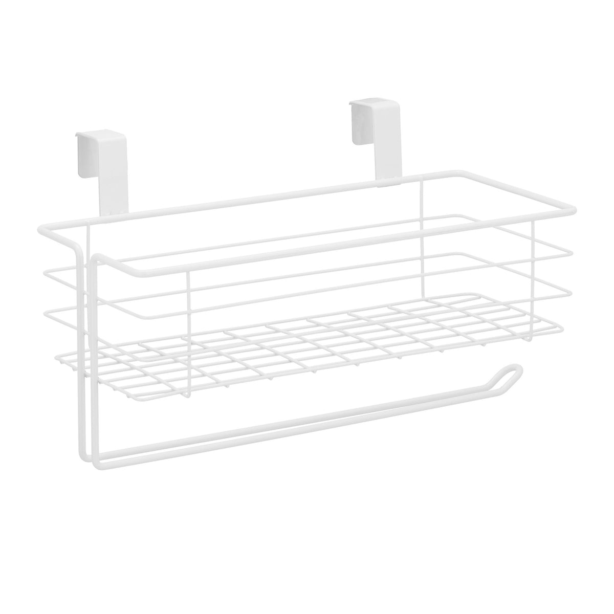 Hanging basket with holder for paper towels