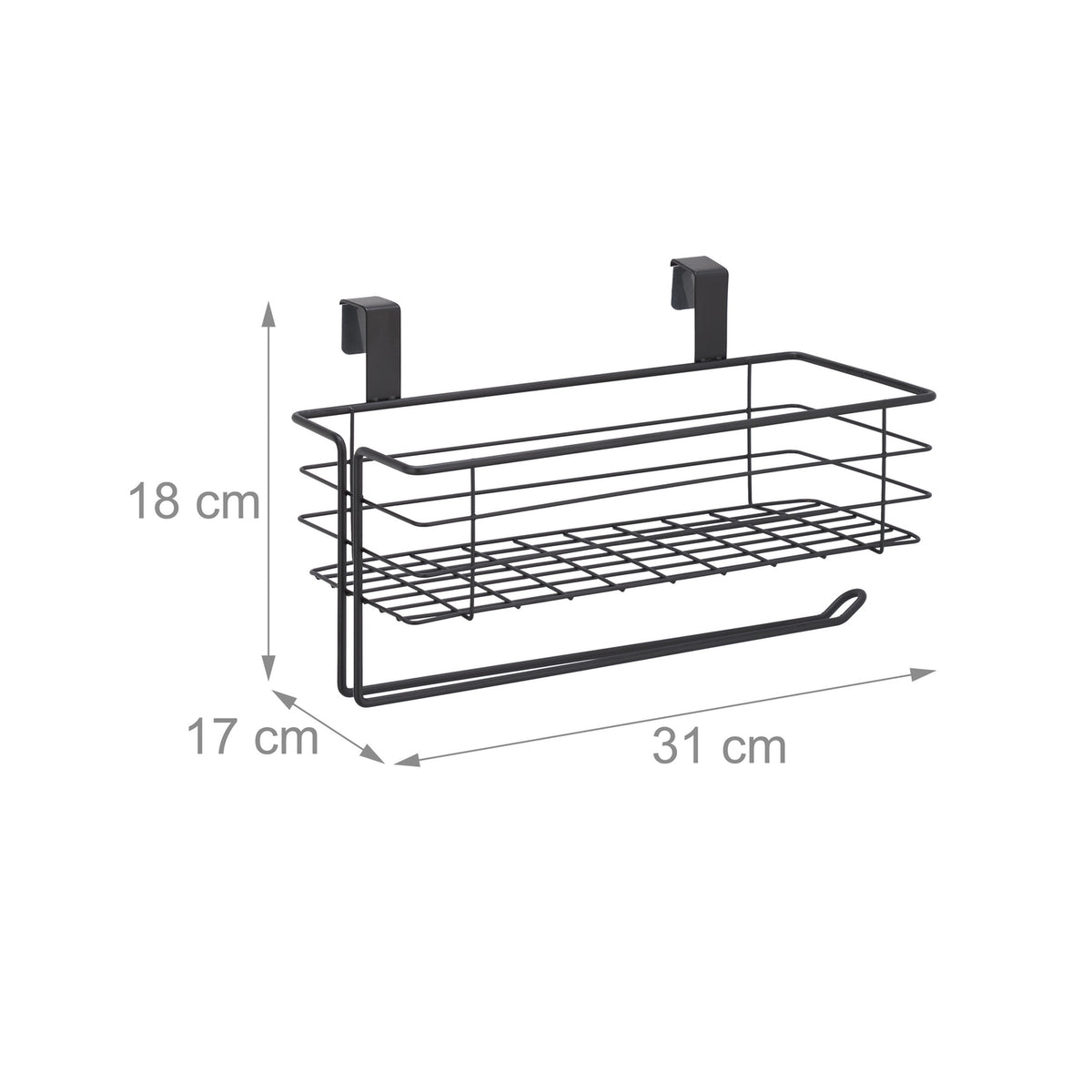 Hanging basket with holder for paper towels